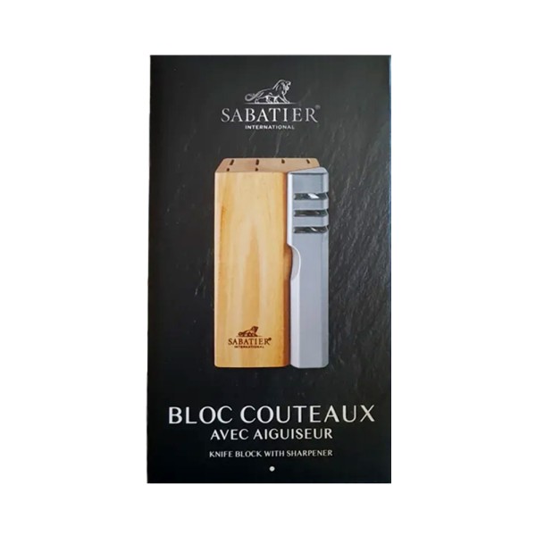 SABATIER BLOCK KNIFE SET W.SHARPNER