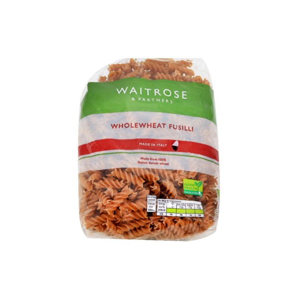 WAITROSE WHOLEWHEAT FUSILLI PASTA