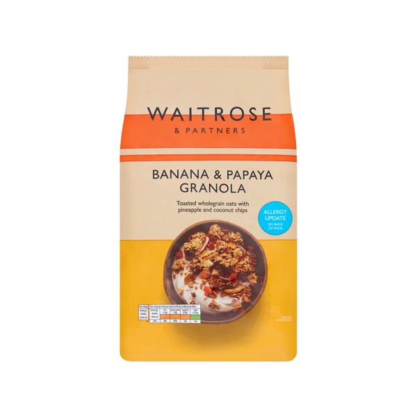 WAITROSE BANANA+ PAPAYA + HONEY GRANOLA