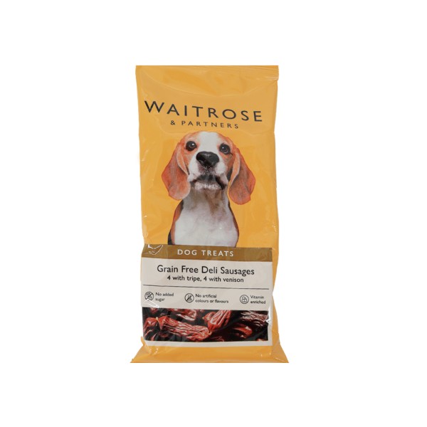 WAITROSE DOG DELI TRIPE VENISON SAUSAGES