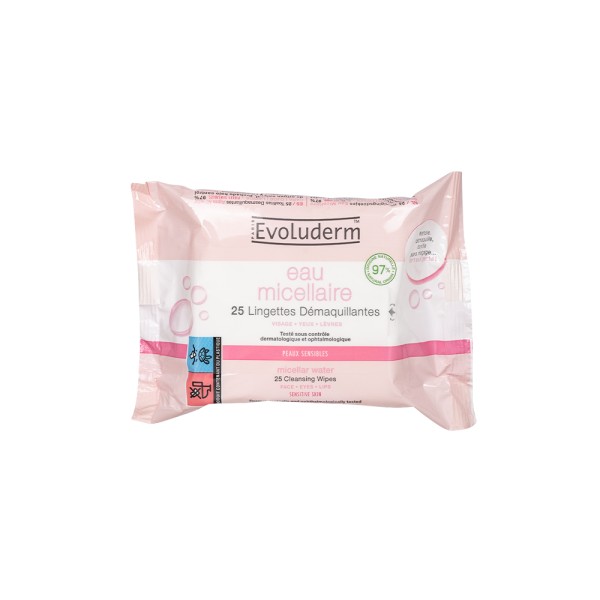 EVOLUDERM MICELLAR WATER CLEANSING WIPESx25PC
