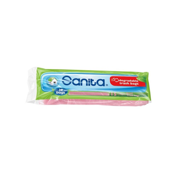 SANITA TRASH BAG PINK BIODEGRADABLE 30PC