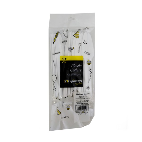 SPINNEYS ESSENTIALS PLASTIC KNIVES WHITE