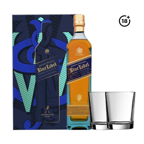 JOHNNIE WALKER BLUE CRYSTAL PACK+2GLASSES