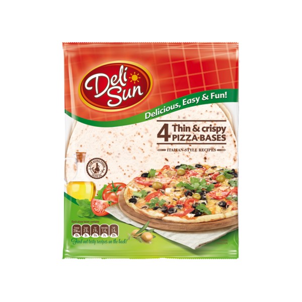 DELI SUN 4 PIZZA BASES THIN+CRISPY 24CM