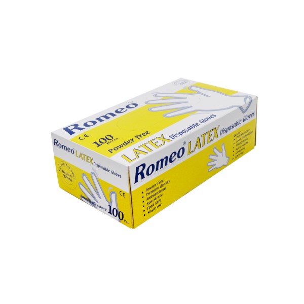 ROMEO LATEX GLOVES POWDER FREE100PCS