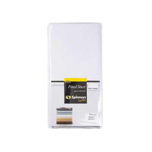 SPINNEYS FITTED SHEET WHITE 100 PCENT COTTON