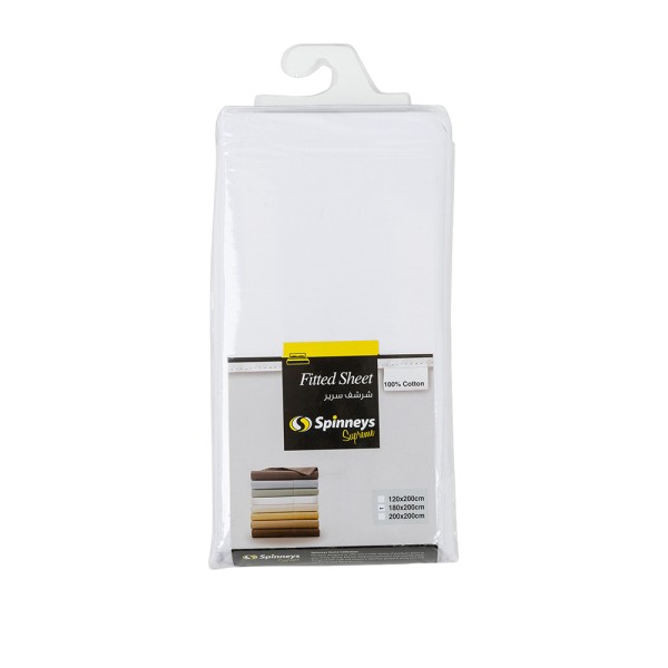 SPINNEYS FITTED SHEET WHITE 100PCENT COTTON