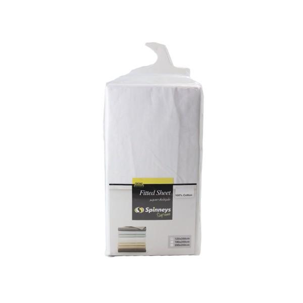SPINNEYS FITTED SHEET WHITE 100PCENT COTTON