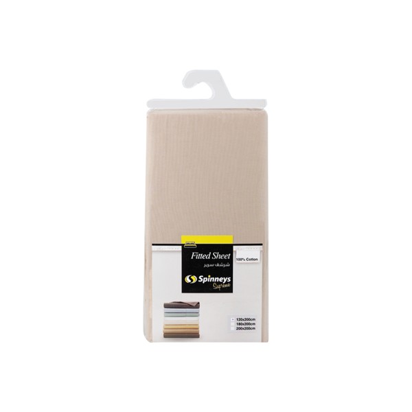 SPINNEYS FITTED SHEETBEIGE 100PCENT COTTON
