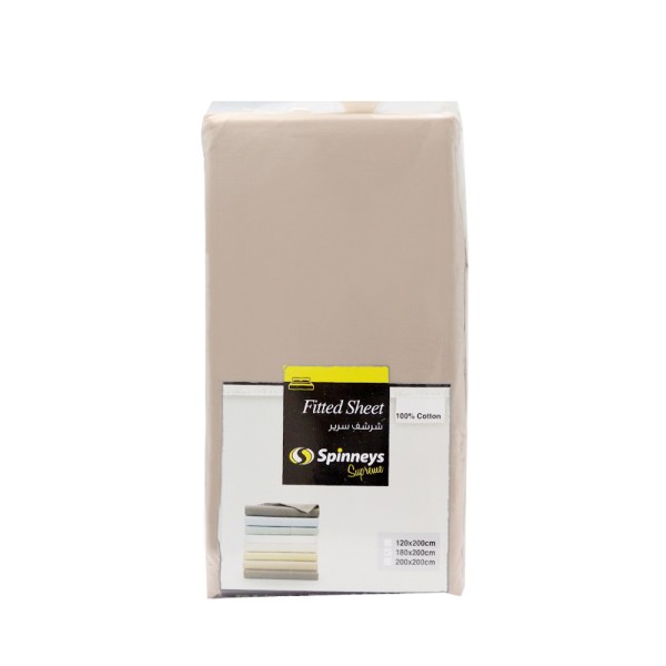 SPINNEYS FITTED SHEET BEIGE100PCENT COTTON