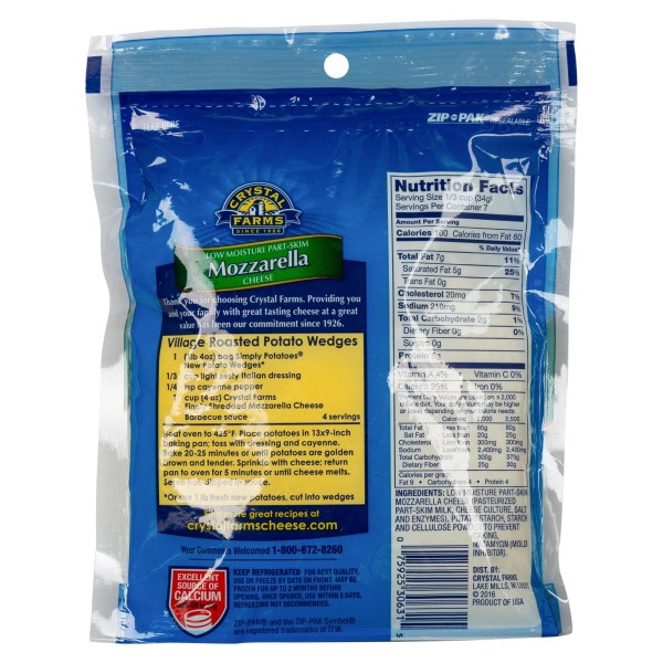 CRYSTAL FARMS FINELY SHREDDED MOZZARELLA