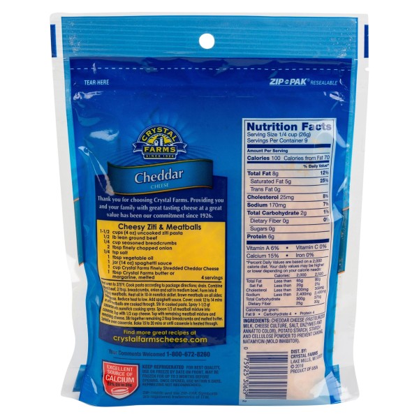CRYSTAL FARMS FINELY SHREDDED CHEDDAR CHEESE