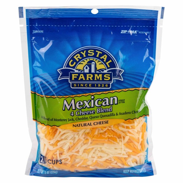 CRYSTAL FARMS FINELY SHREDS 4 CHEESE MEXICAN