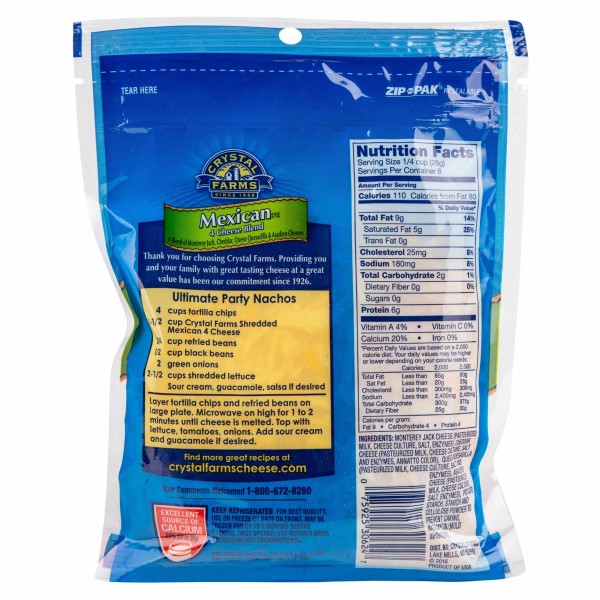 CRYSTAL FARMS FINELY SHREDS 4 CHEESE MEXICAN