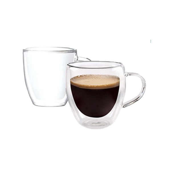 LUCIANO DOULBLE WALL GLASS CUP SET W. HANDLE 300ML