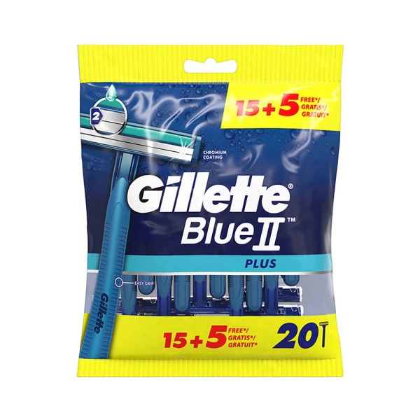 GILLETTE RAZOR DISPOSABLE BLUE2 PLUS FOR MEN 15+5