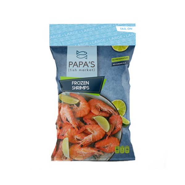 PAPA'S FISH MARKET LARGE SHRIMPS 31.40 P+D TAIL ON