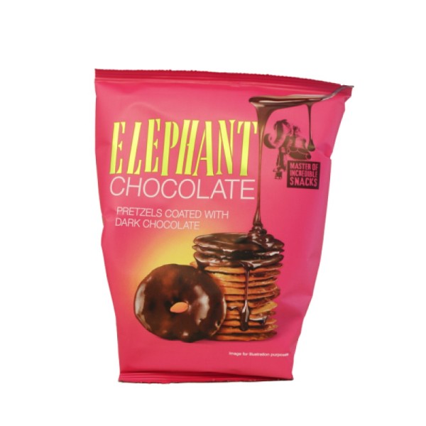 ELEPHANT PRETZEL DISCS  DARK CHOCOLATE