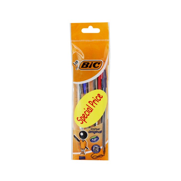 BIC CRISTAL MEDIUM POUCH OF 4 ASSORTED SP
