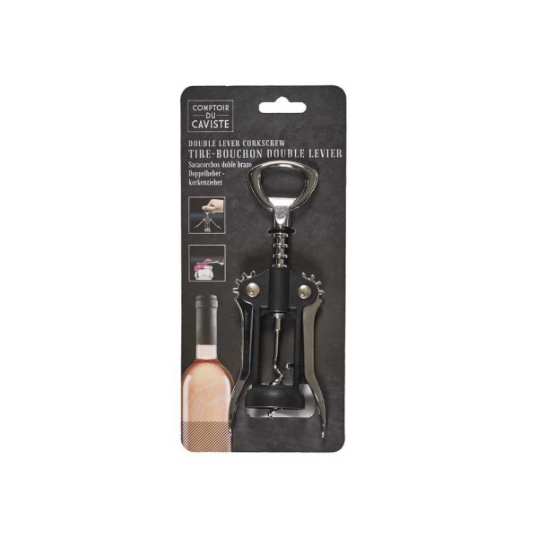 COOK C STAINLESS STEEL COLOUR DOUBLE LEVER CORKSCREW