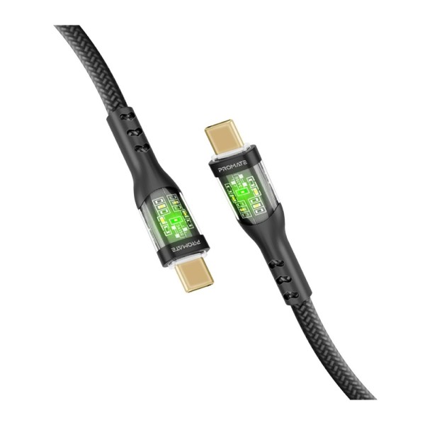 PROMATE USB C CABLE TRANSPARENT CONNECTORS AND LED S SUPPO