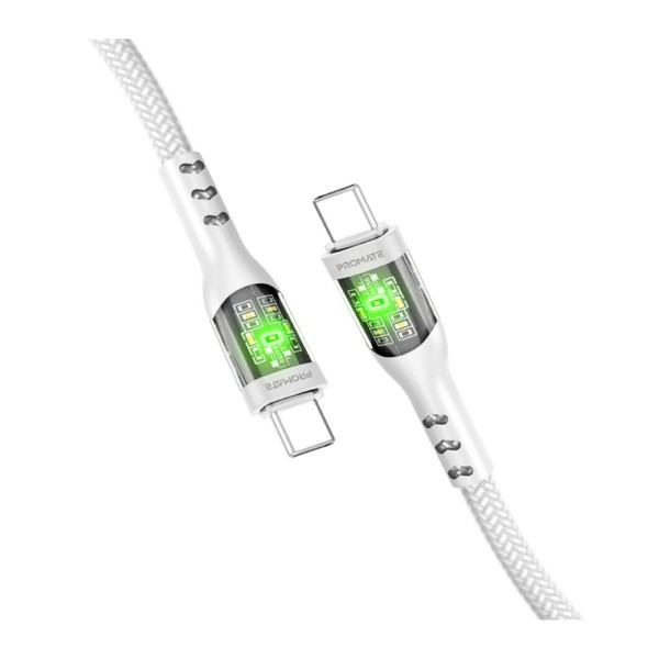 PROMATE USB C CABLE TRANSPARENT CONNECTORS AND LED S SUPPO