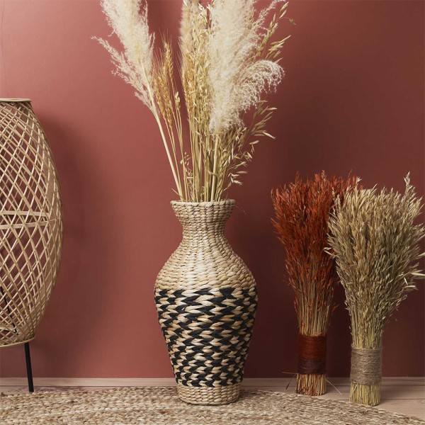 HD FACTORY VASE WOVEN RUSH JAR ASS 2 CLRS