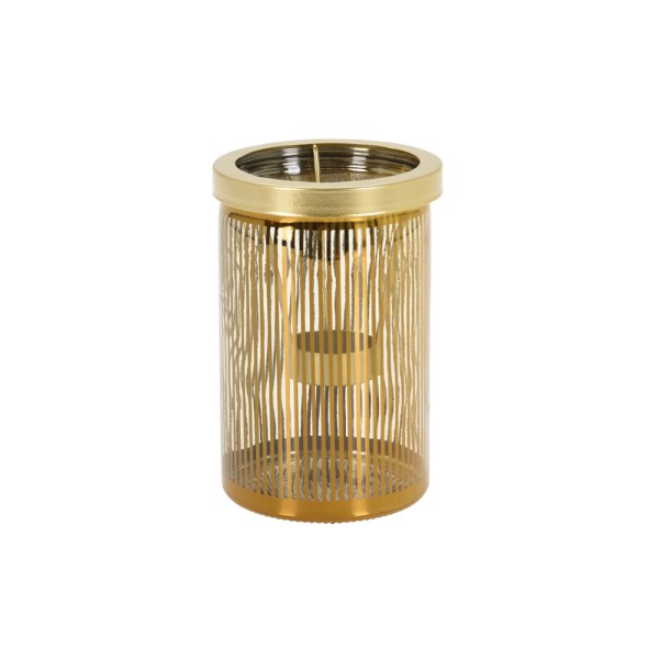 KOOPMAN TEALIGHTHOLDER GOLD W SHADES 2 MIX