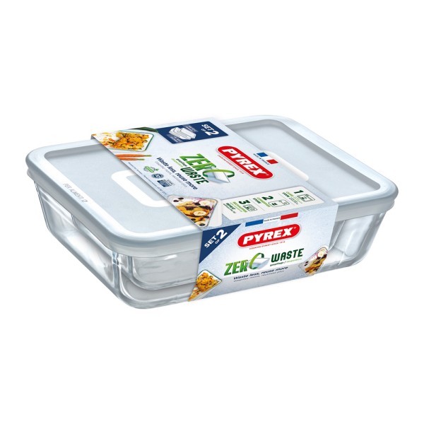 PYREX GLAS RECT COOK AND FREZE CLAR SET 19 14 22 17CM