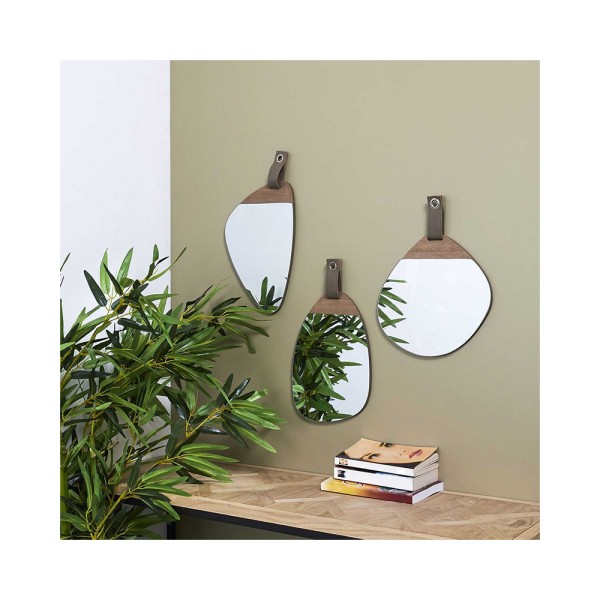 HD FACTORY MIRROR W HANDLE WOOD 3ASS DESIGNS