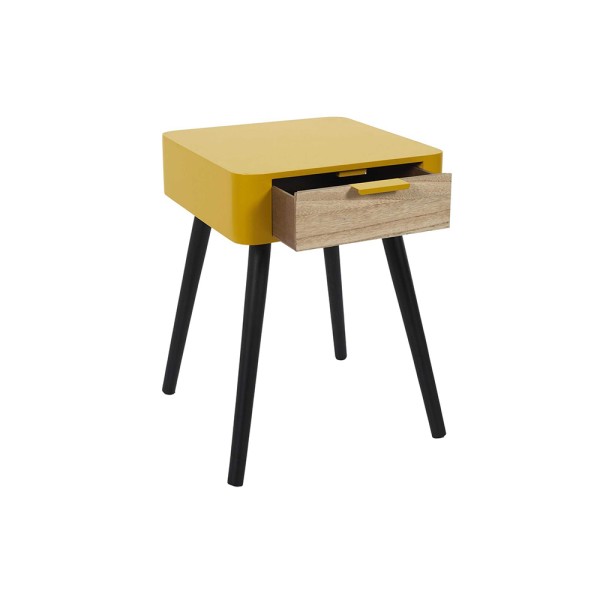 HD FACTORY BEDSIDE DRAWER IN YELLOW MUSTARD WOOD PATCHWORK