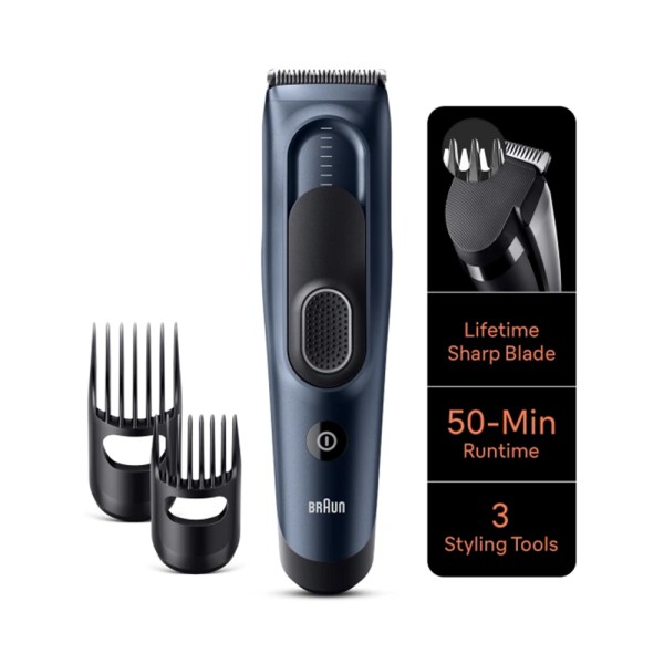 BRAUN HAIR CLIPPER CORDLESS 50 MIN WASHABLE 17 CUTT SETT