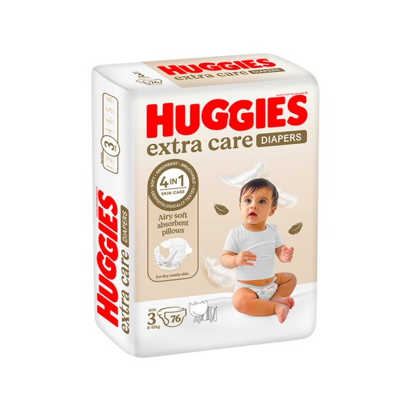 HUGGIES BABY DIAPERS EXTRA CARE 3 4-9KG JUMBO