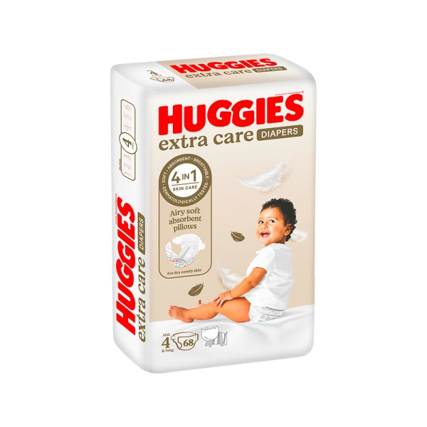 HUGGIES BABY DIAPERS EXTRA CARE 4 8-14KG JUMBO