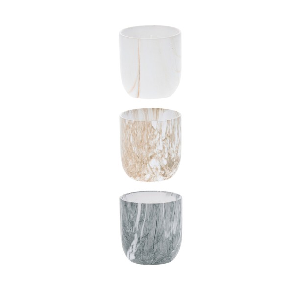EH SCENTED CANDLE PORCELAIN M POT MARBLE 3ASS 9x9x9CM