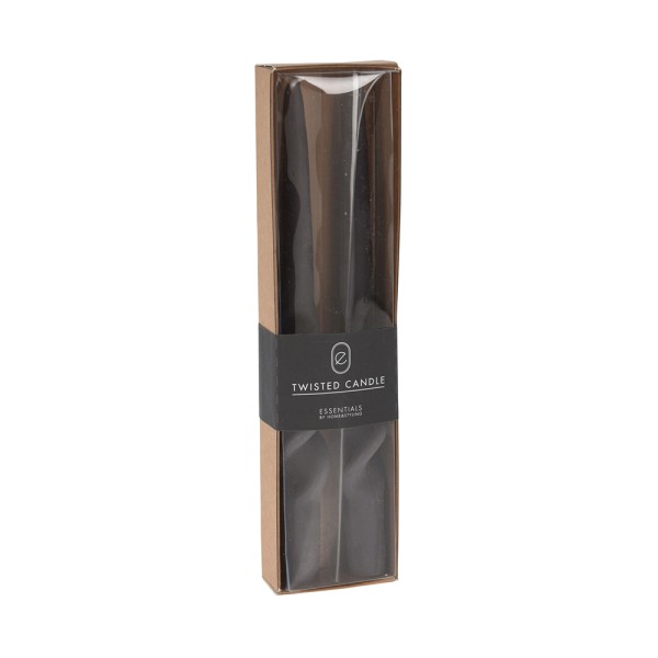 EH DINNER CANDLE TAPER TWISTED ANTRACITE 2PCS IN BOX