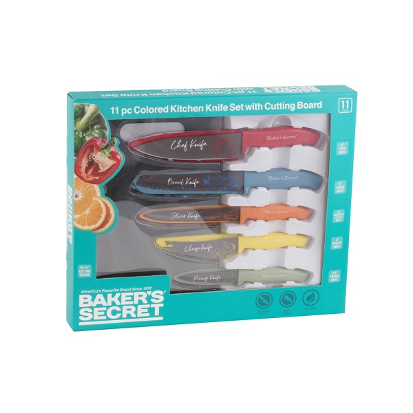 BAKER'S SECRET COLOR PRINTING KITCHEN KNIFE SET