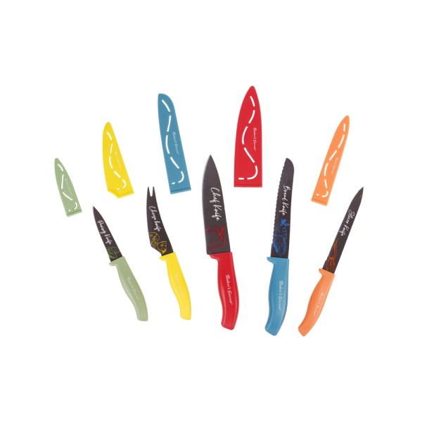 BAKER'S SECRET COLOR PRINTING KITCHEN KNIFE SET