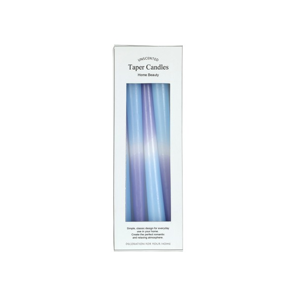 HARD GOODS DINNER CANDLE WAVED COLORS 25CM 4ASS SET