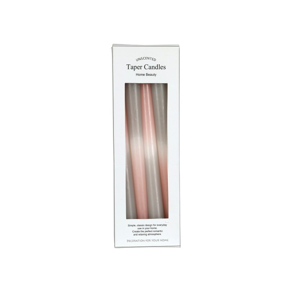 HARD GOODS DINNER CANDLE WAVED COLORS 25CM 4ASS SET