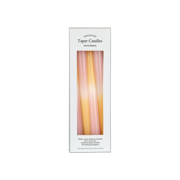 HARD GOODS DINNER CANDLE WAVED COLORS 25CM 4ASS SET