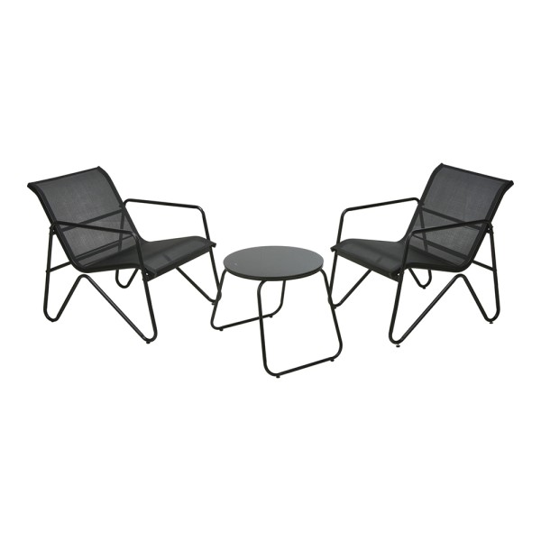 GARDEN FURNITUE SET KNOCKDOWN TUBE BLACK W TEXTILE