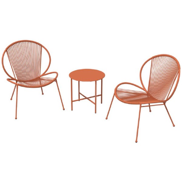 HARD GOODS GARDEN FURNITURE SET STEEL W STRING MATT TERRACOTT