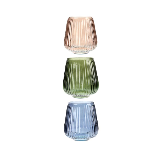 HARD GOODS VASE GLASS STRIPES REINA M MODEL 3 ASSORTED