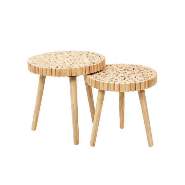  TRUNDLE ROUND TABLE IN NATURAL CORK SET 2