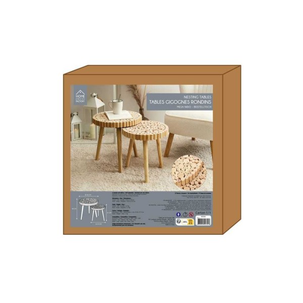  TRUNDLE ROUND TABLE IN NATURAL CORK SET 2