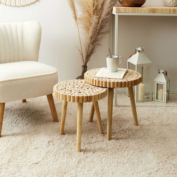  TRUNDLE ROUND TABLE IN NATURAL CORK SET 2