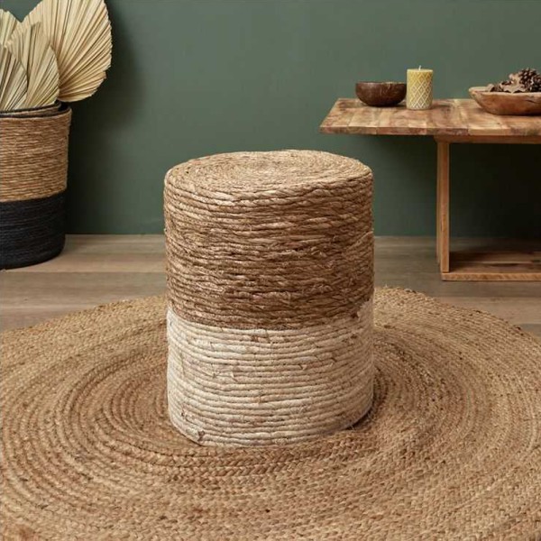  BEIGE POUFFE TRESSE W NATURAL