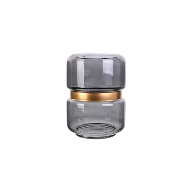  SMOKED GREY VASE WITH GOLDEN HOPPING CLASSICAL
